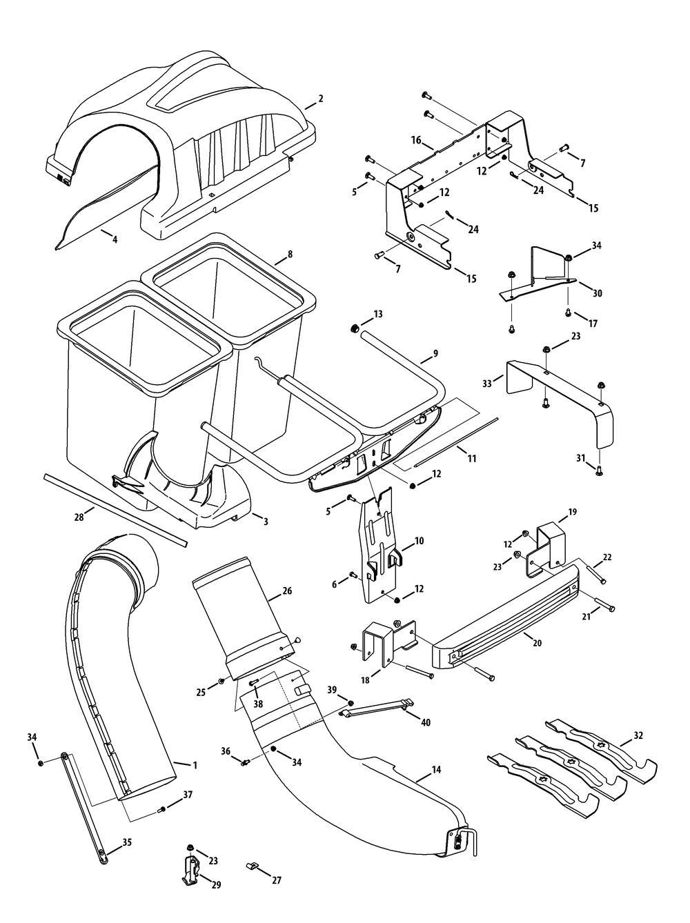 General Assembly Diagram and Parts List for 19B70004 50Inch-RZTL/S-100 Cub Cadet Lawn Tractor